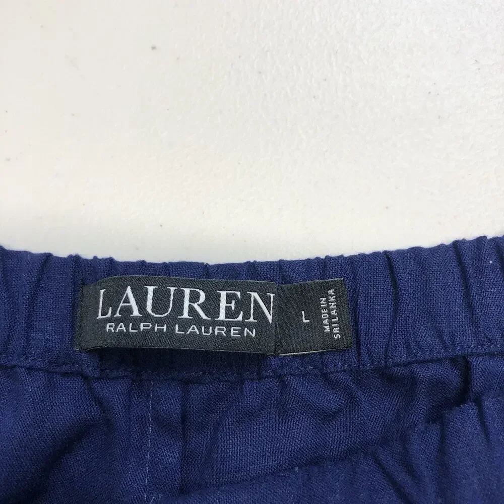 Lauren Ralph Lauren Women's Size L Linen Blend Navy Sleep Pajama Shorts NEW